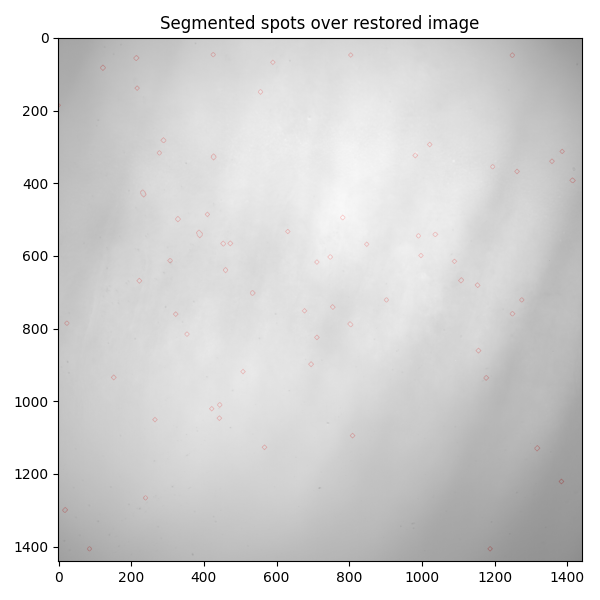 Segmented spots over restored image