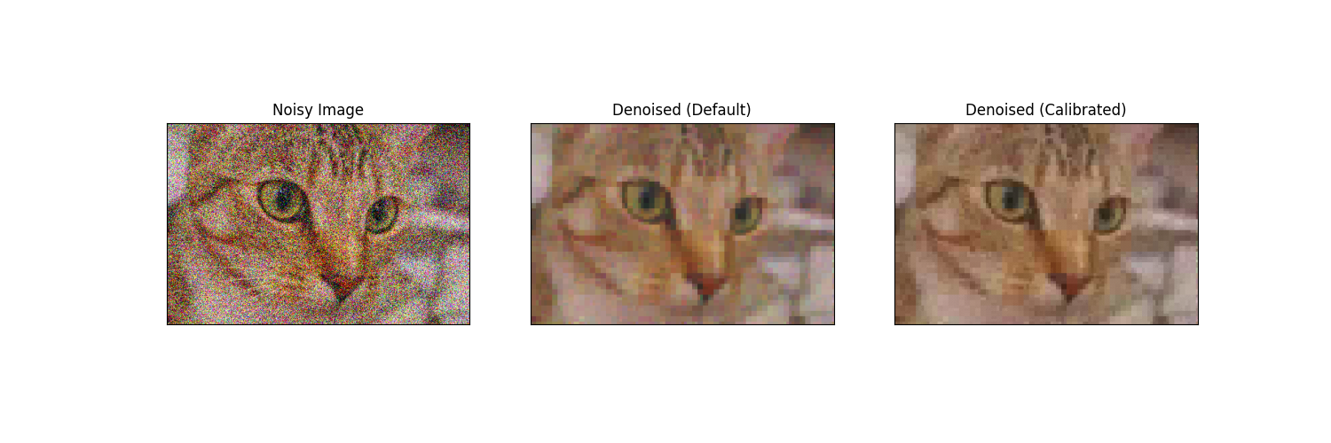 Noisy Image, Denoised (Default), Denoised (Calibrated)