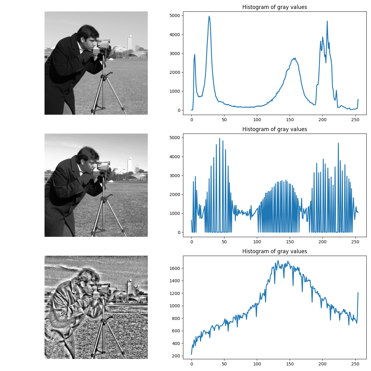 Histogram of gray values, Histogram of gray values, Histogram of gray values