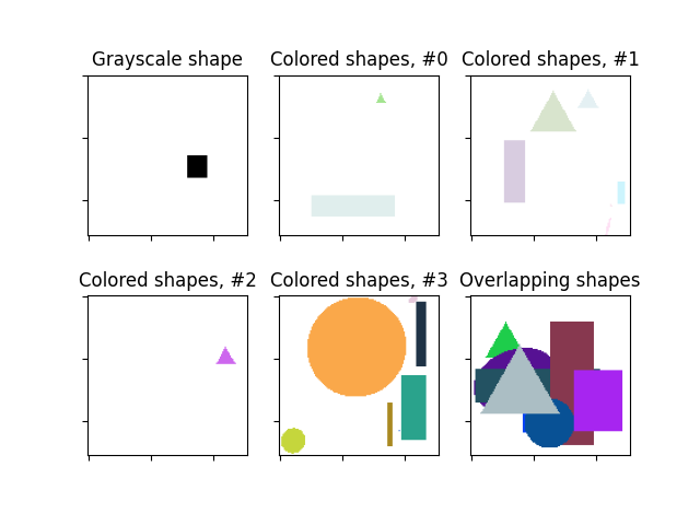 Grayscale shape, Colored shapes, #0, Colored shapes, #1, Colored shapes, #2, Colored shapes, #3, Overlapping shapes