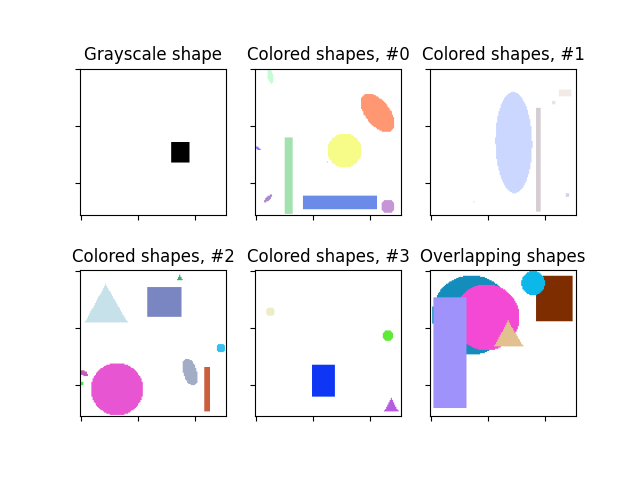 Grayscale shape, Colored shapes, #0, Colored shapes, #1, Colored shapes, #2, Colored shapes, #3, Overlapping shapes